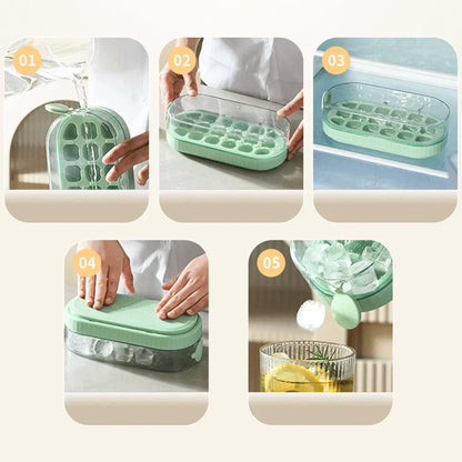 Stackable Silicone Ice Cube Tray with Lid