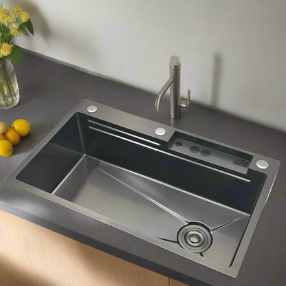 Stainless Steel Smart Sink Set with LED & Waterfall Faucet